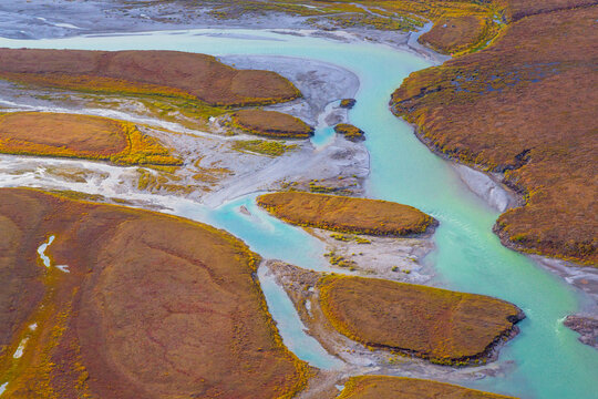 USA, Alaska, Brooks Range, Arctic National Wildlife Refuge. Aerial Of Ivishak River.