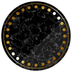 円形のドットフレーム　ブラック＆ゴールド　大理石