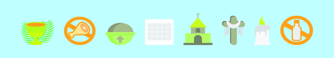 set of lent cartoon icon design template with various models. vector illustration isolated on blue background