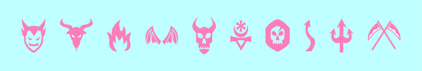set of lucifer cartoon icon design template with various models. vector illustration isolated on blue background