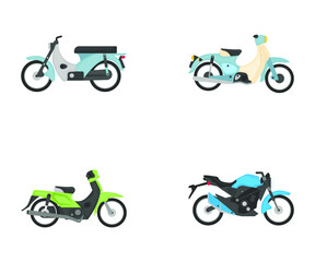 
Pack of Motorbikes Flat Icons 

