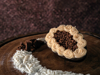 Close-up of easter egg dessert.