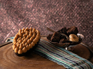 Close-up of easter egg dessert.