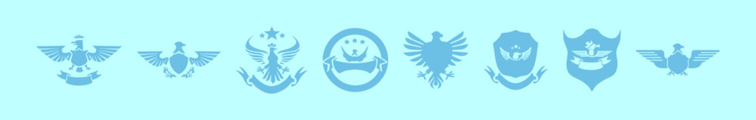 set of eagle seal cartoon icon design template with various models. vector illustration isolated on blue background