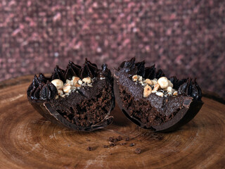 Close-up of easter egg dessert.