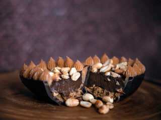 Close-up of easter egg dessert.