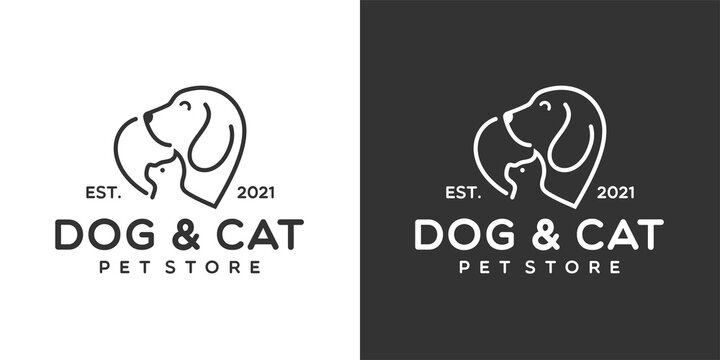 Line Of Head Pet Logo Design. Line Of Head Pet Logo Template. Modern Design. Flat Logo. Vector Illustration
