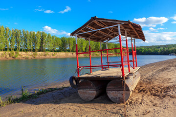 Handmade Ferry made by Metallic Barrels . Ferry for small river