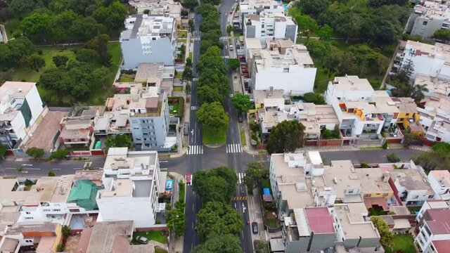 Aerial view of Roca y Boloña Avenue in the Municipality of Miraflores in Lima 
