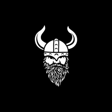 Viking head vector image. Head of bearded 
viking warrior with horned helmet.