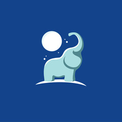 Elegant elephant on the moon logo.