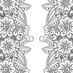 Mehndi flower decoration in ethnic oriental, indian style. doodle ornament. outline hand draw illustration. coloring book page.