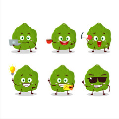 Obraz premium Kaffir lime fruit cartoon character with various types of business emoticons
