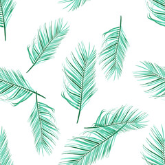 Fototapeta na wymiar Seamles Leaves Pattern In Elegant Style. Tropical palm leaves, jungle leaves seamless floral pattern background
