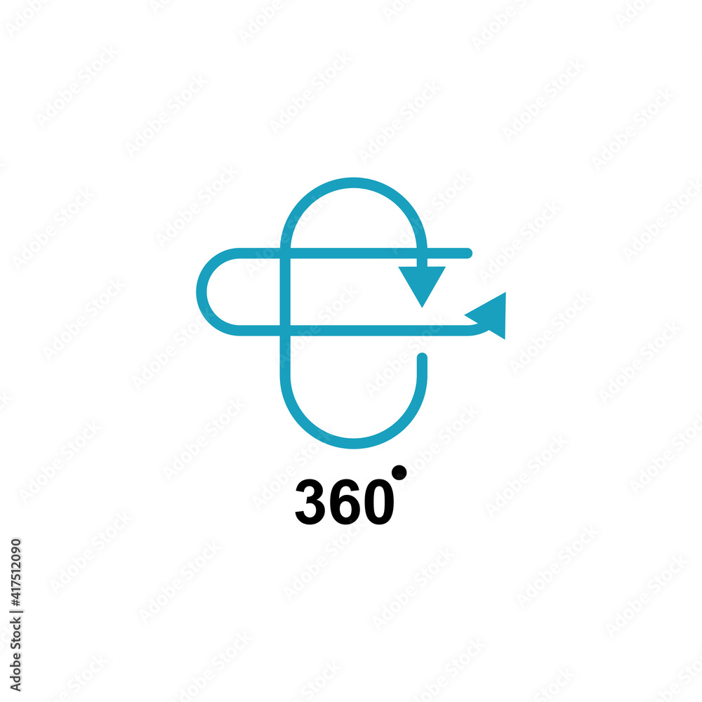 Poster 360 degree view. simple illustration. mobile concept app icon and web design. editable stroke. desig