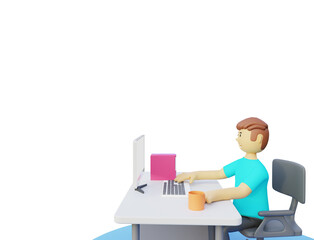 3d illustration man in front of monitor
