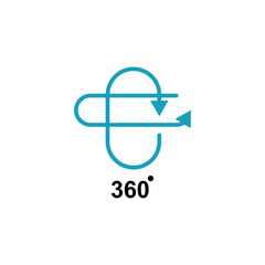 360 degree view. simple illustration. mobile concept app icon and web design. Editable stroke. Design template vector