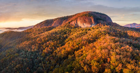 Autumn sunrise on the Blue Ridge Parkway - Looking Glass Rock - near Asheville and Brevard - Pisgah...