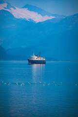 Whittier, Alaska, ferry, Prince William Sound, glaciers, mountains