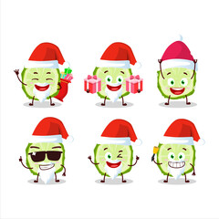 Santa Claus emoticons with slice of kaffir lime fruit cartoon character