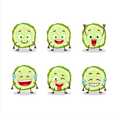 Cartoon character of slice of kaffir lime fruit with smile expression