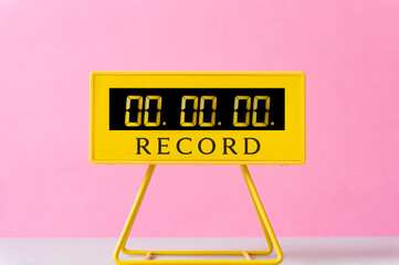 Sports record or time. Electric bulletin board. ...