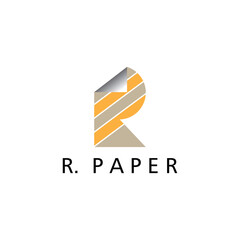 letter R logo color illustration paper design vector template