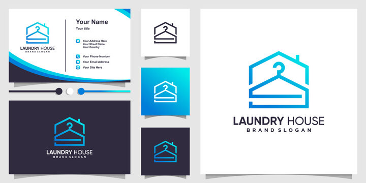 Laundry Logo Template With Modern Concept And Business Card Design Premium Vector