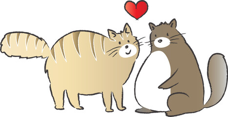 vector cartoon fat cats fall in love