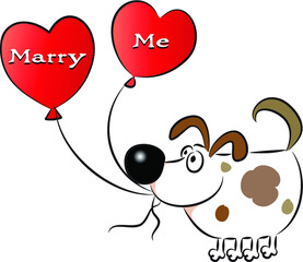 vector cartoon dog say marry me