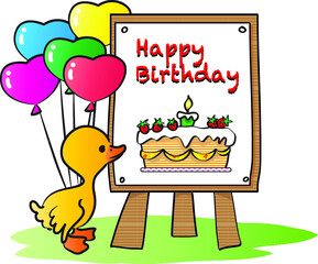vector cartoon duck happy birthday