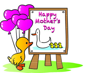 vector cartoon duck happy mothers day