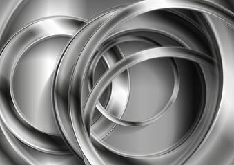 Fototapeta premium Technology abstract background with metallic grey circles. Geometric vector design