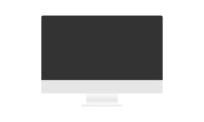 Minimalistic computer monitor on a metal stand. The monitor is gray with metal. Flat vector illustrations