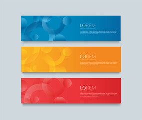 Naklejka premium Set of modern colorful banner template. Blue, Red and Orange Banner design