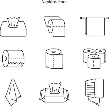 Napkin icons. Tissue paper box icon. Wipes icons. Vector. UI icon. Neumorphic UI UX white user interface web button.