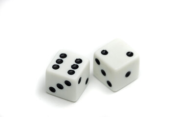Two dices in white isolated background, dice concept