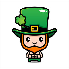cartoon vector design cute boy wearing st patrick costume has a muscular body on patrick's day