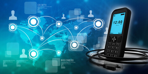 3d rendering mobile phone connected cable
