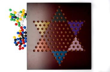 Chinese checkers board in white background, Chinese checkers concept