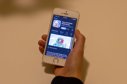 Portland, OR, USA - Feb 27, 2021: Toca Life World game app is seen from the App Store on an iPhone. Toca Life World is the new mega-app that connects all Toca Life apps into one.