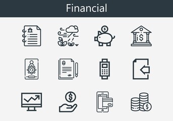Premium set of financial line icons. Simple financial icon pack. Stroke vector illustration on a white background. Modern outline style icons collection of Payment