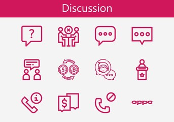 Premium set of discussion line icons. Simple discussion icon pack. Stroke vector illustration on a white background. Modern outline style icons collection of Oppo