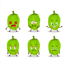 Green habanero cartoon character with nope expression