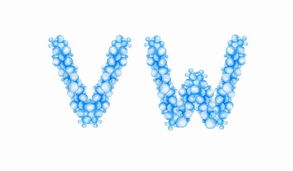 blue letters, alphabet from bubbles, balloons.  Kids design, for holidays, parties, weddings, prints, invitations, cards, baby shower