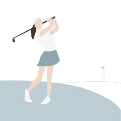 Female golfer golfing on the tee keeping healthy