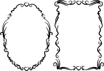 vector line border oval square rectangle set