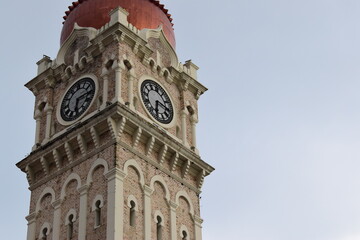 The clock tower, the highest point of the Sultan Abdul Samad Building in Kuala Lumpur, Malaysia.