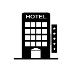 Hotel icon isolated on white background. Simple flat pictogram for business
