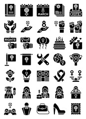 International Women's Day related solid icon set 2